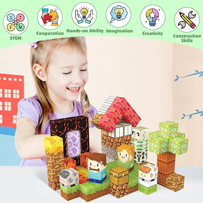 Magnetic Blocks Building Toys Set, Magnetic Building Blocks Kit Magnet Cubes - Image 4
