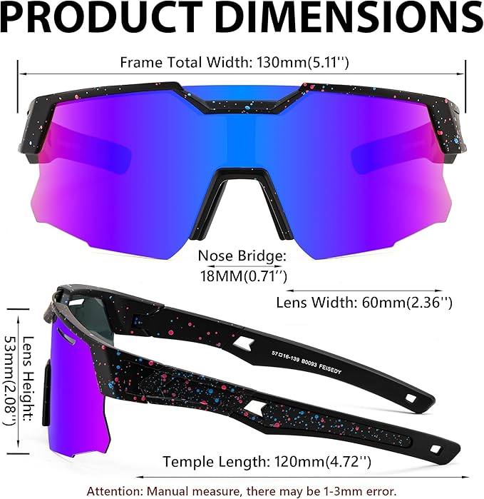 FEISEDY Kids Sunglasses Youth Baseball Sun Glasses, UV400 Sports Teens Cycling Shades for Boys Girls Age 8-16 B0048