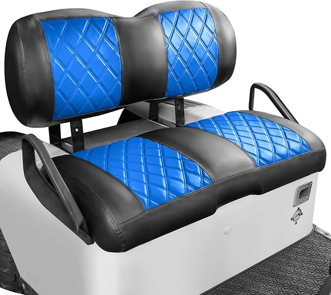 NOKINS Golf Cart Seat Covers Fit EZGO TXT RXV Freedom Liberty Express Premium Front Seat Cushion, Golf Cart Accessories Replacement Premium Front Seat Covers, No Stapler (Blue&Black)