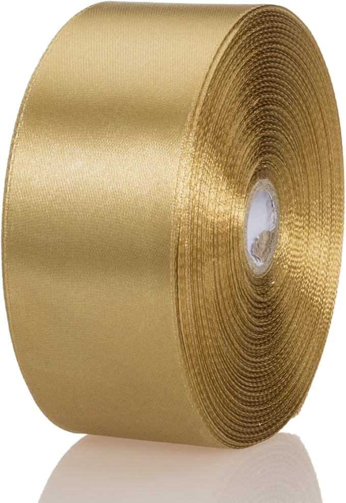 1 1/2 Inch Champaign Gold Solid Satin Ribbon, 50 Yards Craft Fabric Ribbon - Image 7