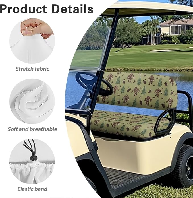 Bulopur Sasquatch Golf Cart Seat Covers Club Car Precedent Golf Cart Seat Cover Blanket Towel for 2/4 Person Seats Removable Golfcart Accessories
