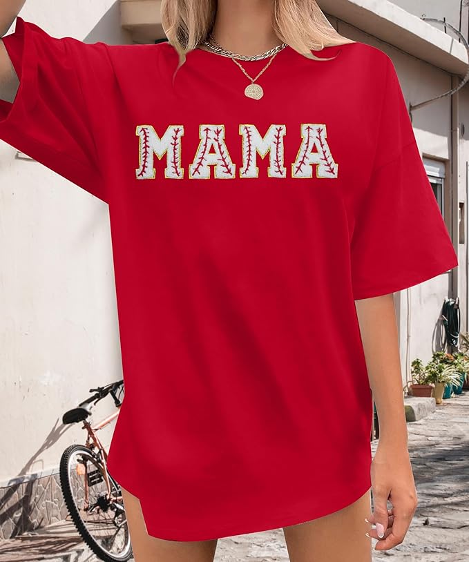 Baseball Mom Shirt Women Baseball Shirt Oversized Chenille Game Day Tops Sports Fan Gift Clothes