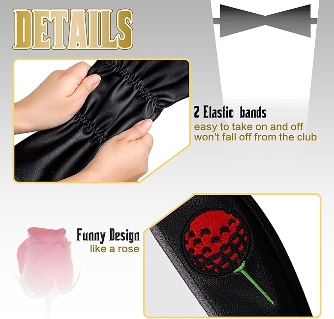 The Golf Father Funny Golf Club Covers, Driver Fairway Wood Hybrid Headcover, Mallet Putter Covers Blade Headcovers Putter Cover Magnetic, Black and White Color Iron Covers for Most Brands