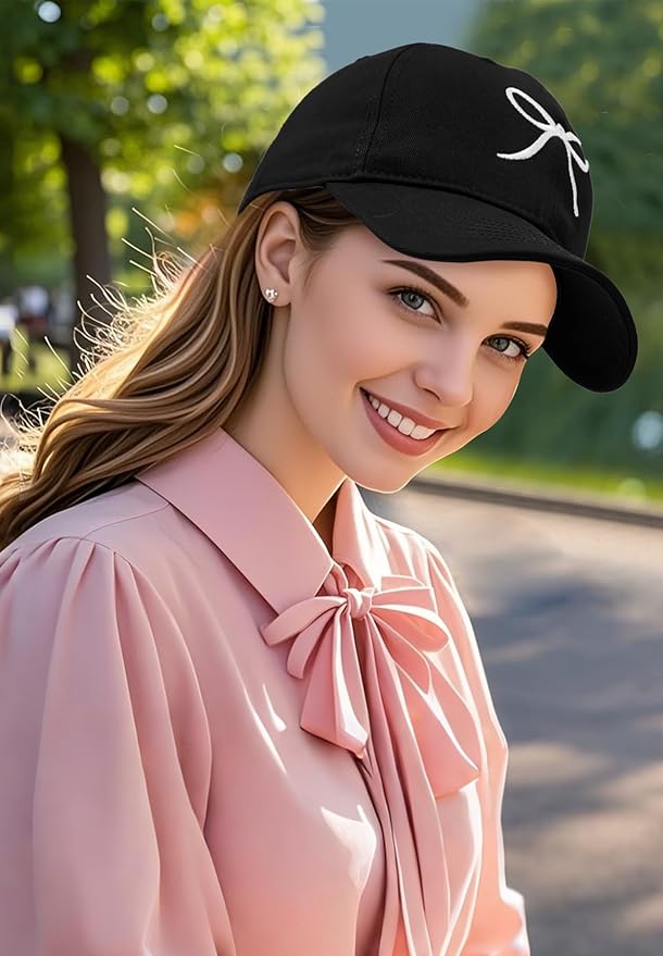 Zando Bow Baseball Cap for Women Men Girls Dad Trendy Adjustable Trucker Hat Cute Y2k Travel Golf Sports Sun Hats Accessories