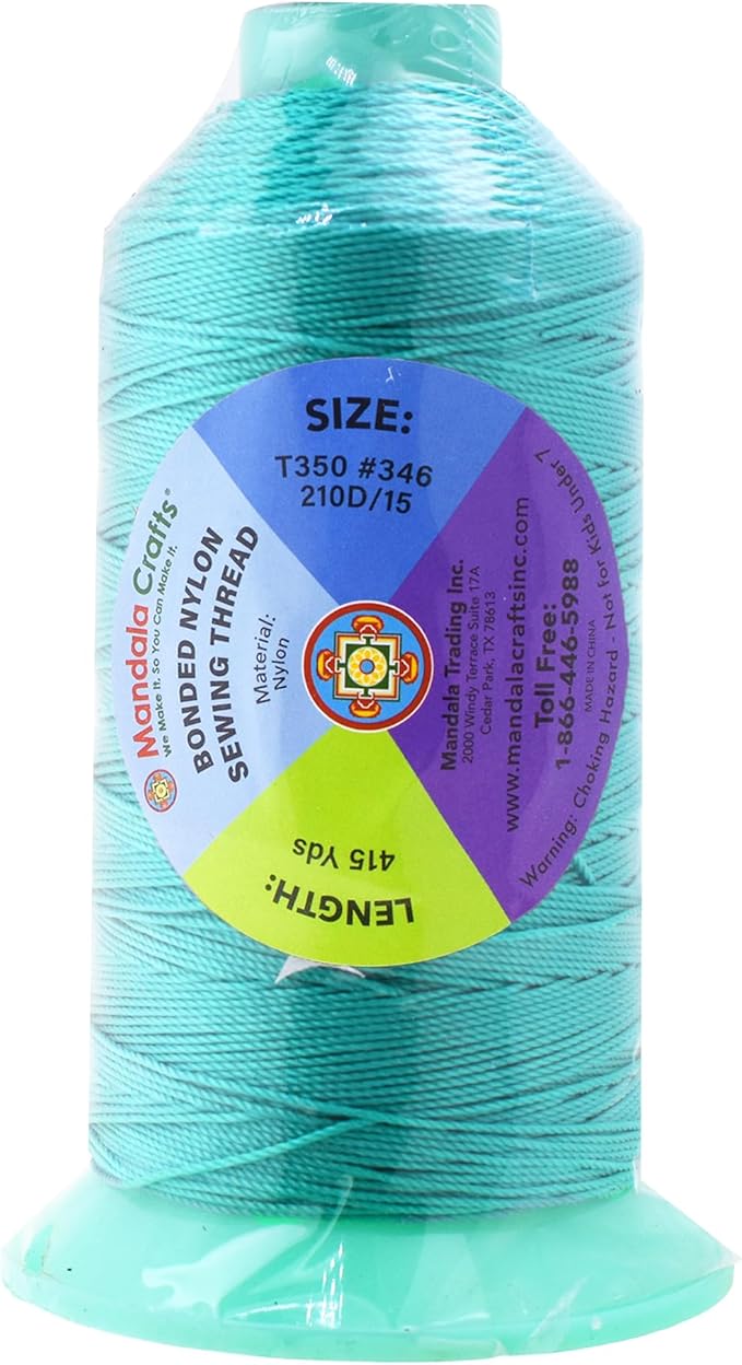 Mandala Crafts Bonded Nylon Thread Turquoise Heavy Duty Sewing Threads - Image 3