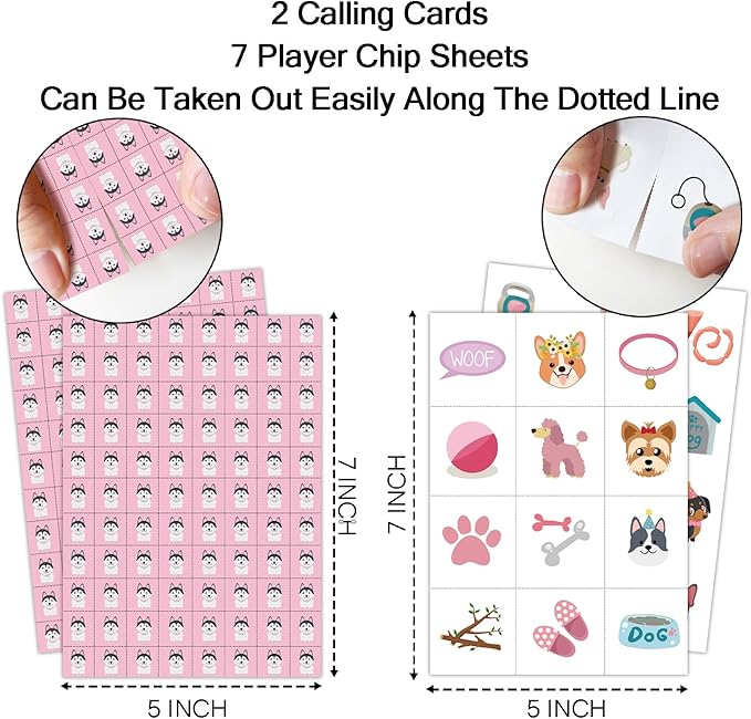 Puppy Dog Party Bingo Game Cards, Animal Themed Bingo Card - Image 2