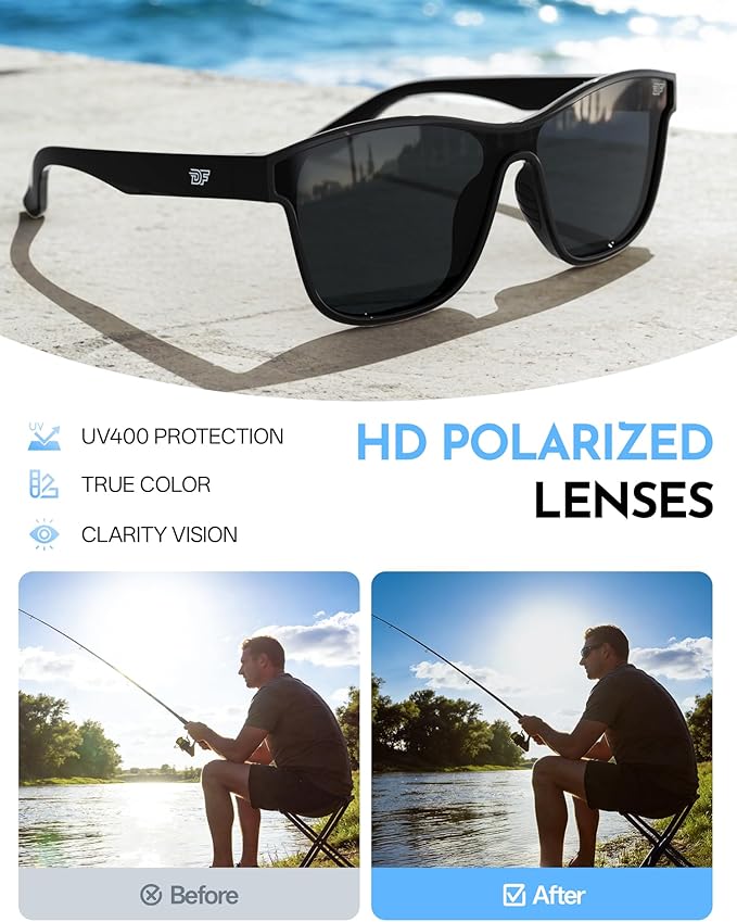 DEAFRAIN Polarized Sunglasses for Men Women - UV400 Protection 21.5g Sport Sun Glasses for Driving Fishing Running Golf