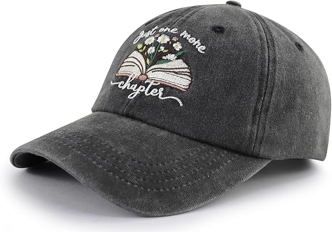 Just One More Chapter Hat for Men Women, Funny Adjustable Cotton Embroidered Bookish Baseball Cap
