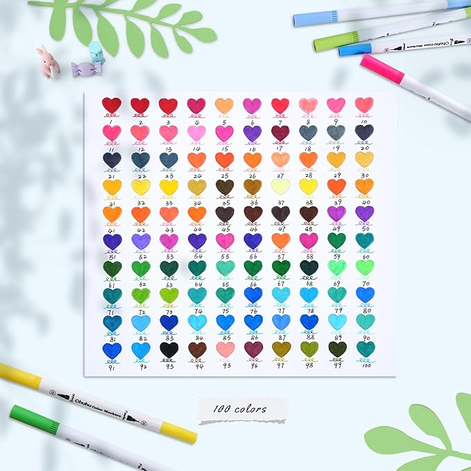 Ohuhu Markers for Adult Coloring Books No Bleeding 100 Colors Coloring Markers - Image 2