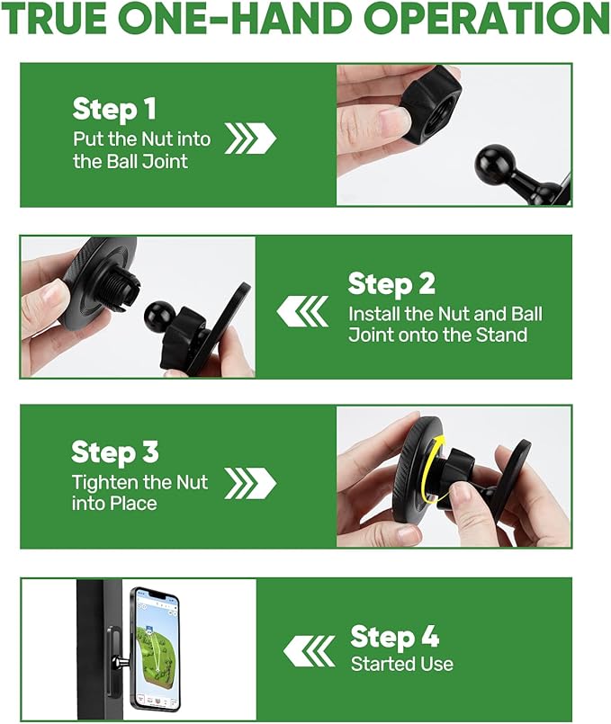 Magnetic Golf Cart Phone Holder, Strong N52 Magnets, Compatible with MagSafe iPhone 12-17, Fits EZGO/Club Car/Yamaha, Golf Gifts for Men Women, Stocking Stuffers Gift, Golf Cart Accessories Essentials