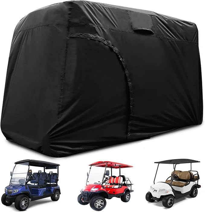 Golf Cart Cover 2/4/6 Passenger, All-Weather Protection Golf Cart Rain Covers, UV Resistant with Windproof Buckle Golf Cart Accessories (Fits for Club Car, for EZGO, for Yamaha)