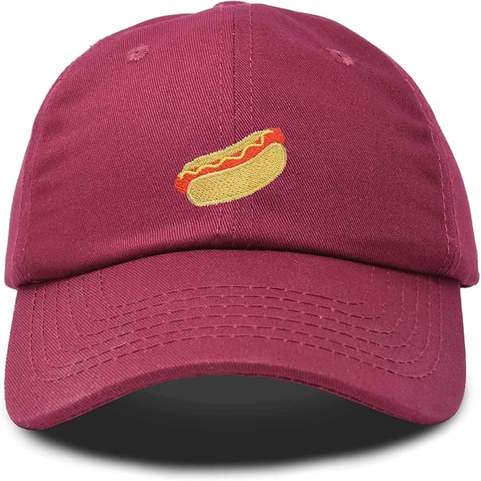 DALIX Hot Dog Hat Embroidered Mens Womens Baseball Cap