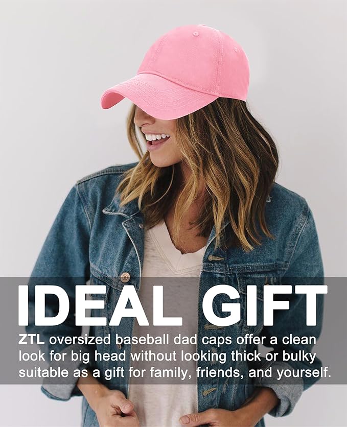 Oversize XXL Baseball Cap for Big Heads 23.6"-25.6", Extra Large Cotton Baseball Hat, Plus Size Unstructured Dad Hats
