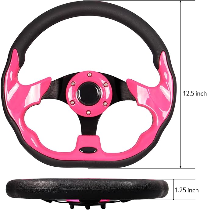 Pink Golf Cart Steering Wheel Universal Fit Yamaha EZGO RXV & TXT, Club Car DS, Club Car Precedent Tempo with Ergonomic Design