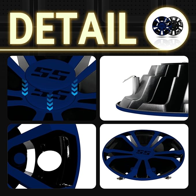 Golf Cart SS Wheel Covers Hub Caps for EZGO Club Car Yamaha, 8 inch Golf Cart Hub Caps, Set of 4 Wheel Covers