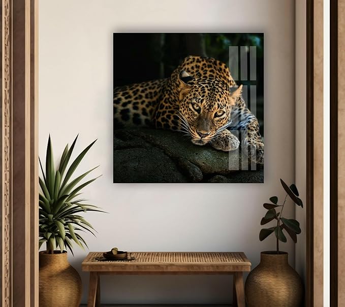 My Photostation.com 35.5Wx30H'' Fierce Leopard Glass Wall ArtTempered Glass - Image 2