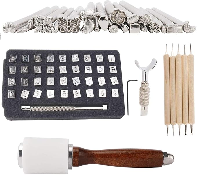65PCS Leather Stamping Tool Leather Carving Working Saddle Making Tools DIY by Unknown