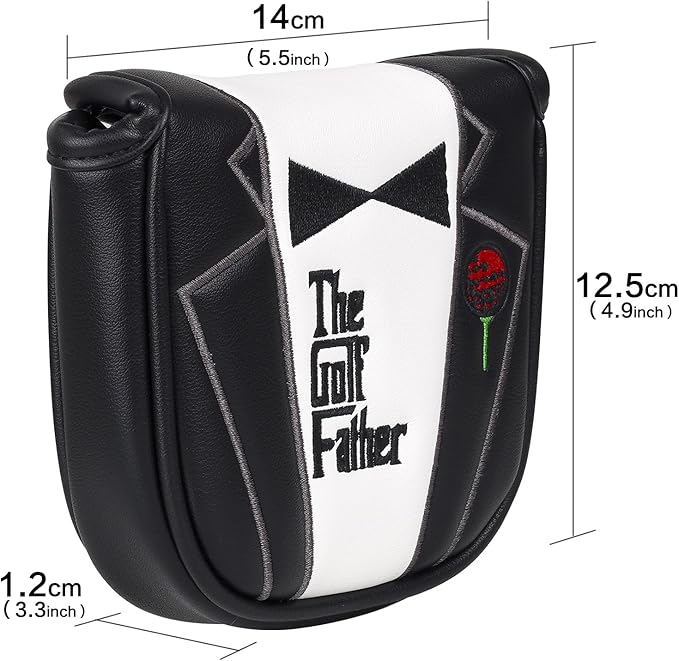 The Golf Father Funny Golf Club Covers, Driver Fairway Wood Hybrid Headcover, Mallet Putter Covers Blade Headcovers Putter Cover Magnetic, Black and White Color Iron Covers for Most Brands