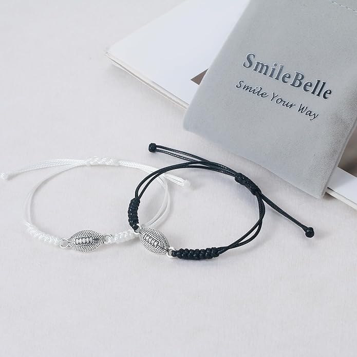 SmileBelle 2 PCS Sport Bracelets, Graduation Bracelets Volleyball Soccer Gifts Baseball Basketball Bracelet Football Jewelry for Son Daughter Fans as Sport Accessories Jewelry