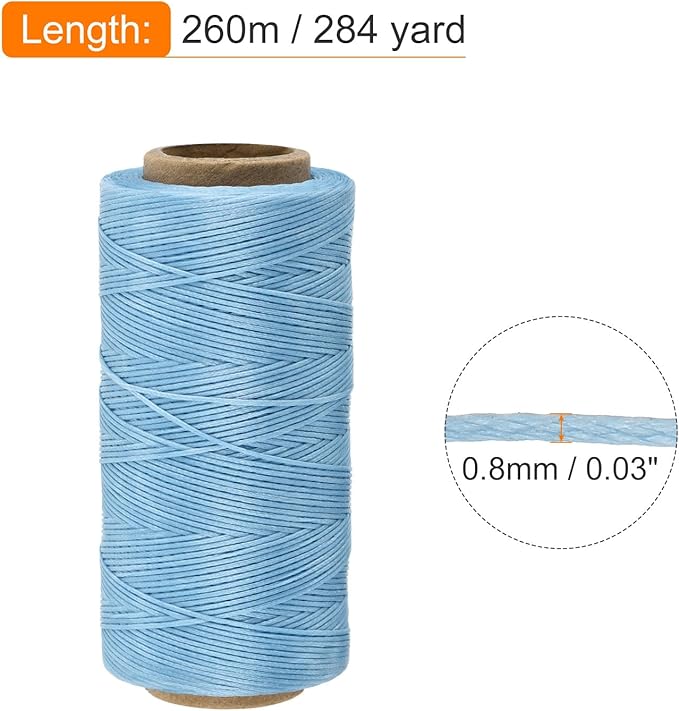 MECCANIXITY Waxed Thread, 284 Yard 0.8mm 150D Flat Wax Thread Polyester Waxed - Image 2