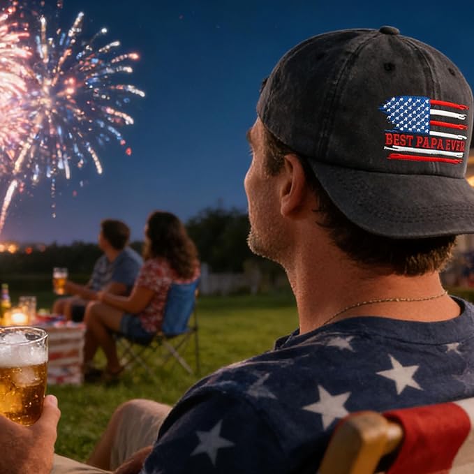 American Flag Patriotic Baseball Cap | Embroidered USA Flag 100% Cotton Adjustable Hat for Men & Women
