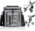 Golf Cart Cooler Bag Insulated - 12-Can Leakproof Soft Cooler Bag with Hook-and-Loop Lid, Waterproof Zippers, and Multi-Pockets for Accessories; Fits on Golf Push Cart
