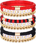 NLCAC 9 Pack Game Day Bracelets Stackable Heishi Beaded Stretchy Bracelet Preppy Jewelry Baseball Football Team Bracelets Sports Fan Accessories Gifts