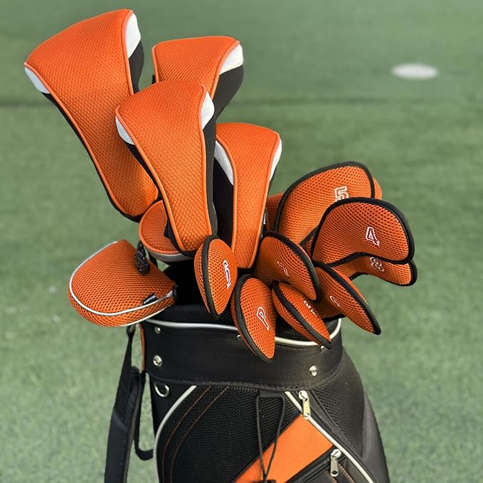 Andux Mesh Golf Hybrid Club Head Covers with Dial Number Tags, 4pcs/Set