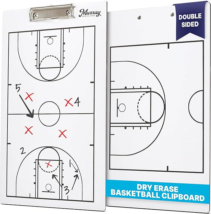 Murray Sporting Goods Dry Erase Coaches Clipboard | Double-Sided Dry Erase White Board