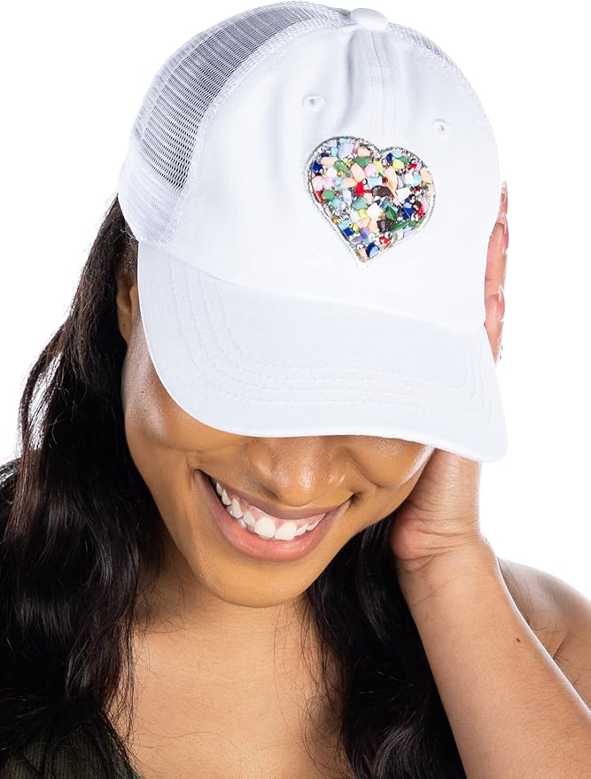 Funky Junque Trucker Hat for Women – Distressed Low Profile Western Camo Baseball Cap with Mesh, Trendy and Adjustable Fit