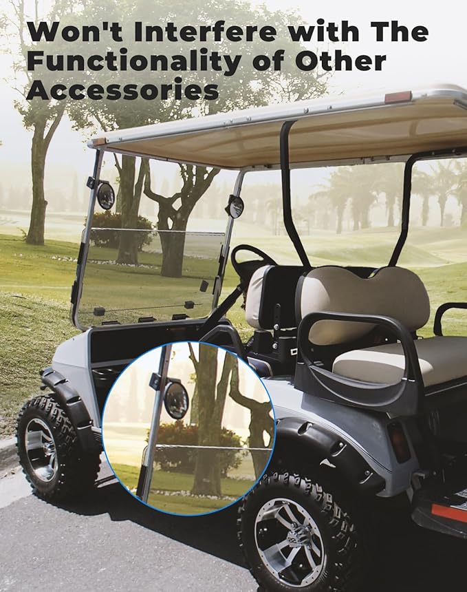 KEMIMOTO Foldable Golf Cart Windshield Compatible with Club Car DS 2000+, Anti-UV and Impact-Resistant Acrylic (Tinted)