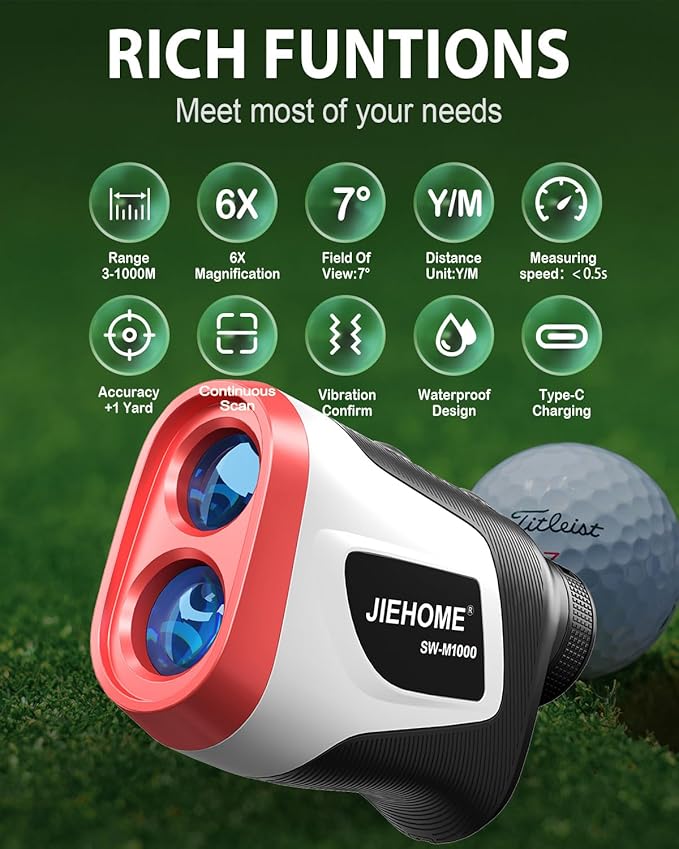 Golf Rangefinder 800/1100 Yards Range Finder with Slope Flag-Lock Vibration Continuous Scan Rechargeable - Tournament Legal Golf Laser Rangefinders Golfing Accessories for Men Women