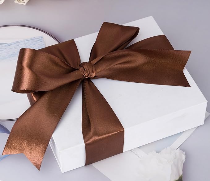 2 Inch Brown Solid Satin Ribbon, 50 Yards Craft Fabric Ribbon - Image 4