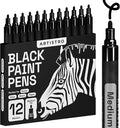 ARTISTRO 12 Black Paint Pens for Rock Painting, Scrapbooking, DIY Craft Making by ARTISTRO