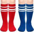 Sarfel Kids Soccer Socks Toddler Soccer Socks Girls Boys Soccer Socks Kids Tube Socks with Stripes Toddler Knee High Socks