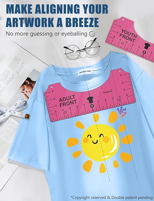 Vowlove Tshirt Ruler Guide for Vinyl Alignment: T Shirt Rulers to Center Designs - Image 2
