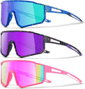 3PACK Kids Sunglasses for 6-14 Boys Girls, Youth Baseball and Cycling UV400 Protection Goggles