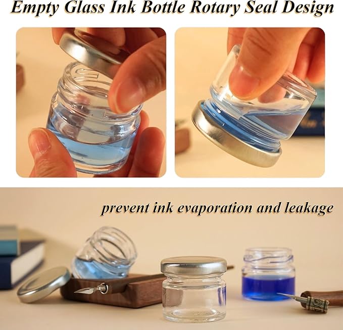 10Pcs Mini Glass Inkwell Ink Bottle Containers - Image 4