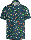 HUURAY Funny Golf Polos for Men Funny Print Short Sleeve Shirts Quick Dry Polo Shirts Hawaiian Shirt Performance Golf Outfits