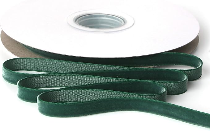 Ribbli Polyester Forest Green Velvet Ribbon, 3/8 Inches, 10-Yard Spool by Ribbli