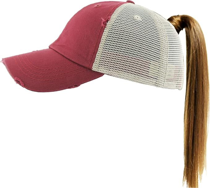 Classic Plain Ponytail Messy High Bun Headwear Adjustable Cotton Trucker Mesh Glitter Hat Baseball Cap