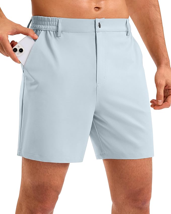 Pudolla Men's Casual Shorts 7"/9"/5" Lightweight Golf Shorts with 3 Pockets Stretch Quick Dry Comfy Work Shorts