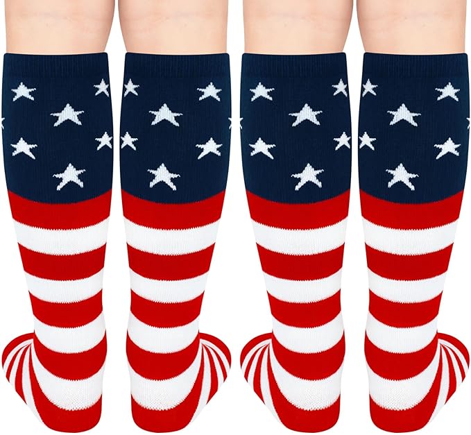 Sarfel Kids Soccer Socks Toddler Soccer Socks Girls Boys Soccer Socks Kids Tube Socks with Stripes Toddler Knee High Socks