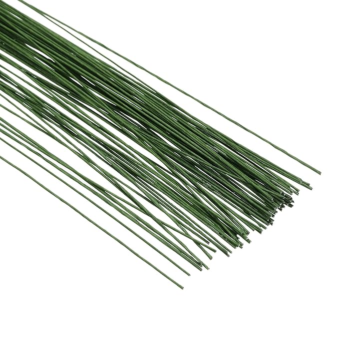 PATIKIL 24 Gauge 16" Floral Stem Wire, Dark Green - Image 4