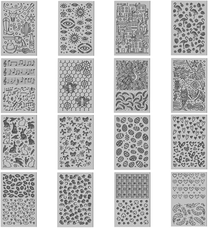 CHGCRAFT 16 Sheets Bee and Butterfly Clay Texture Mat Cowboy Pattern Polymer - Image 8
