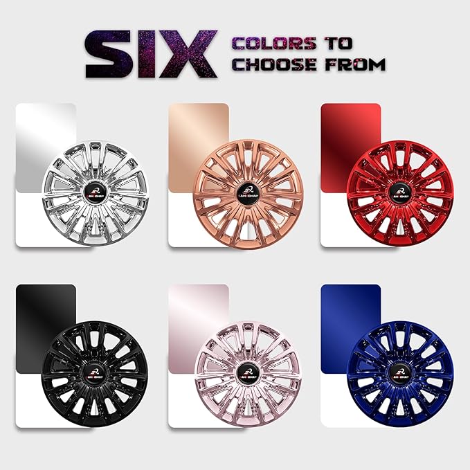 Golf Cart Hub Caps 8 Inch for EZGO/Club Car/Yamaha (Excludes EZGO RXV) Golf Cart Wheels and Tires, Snap-On Installation Wheel Covers Accessories, Premium ABS Plastic, Set of 4, Blue