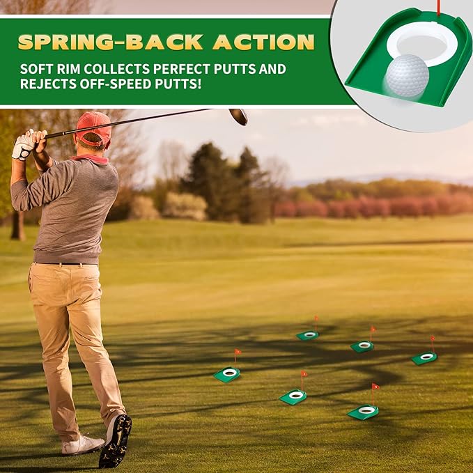 Sotiff Golf Putting Practice Cup Hole Training Aids Golf Accessories Training Putters with Plastic Flag for Adult Office Garage Yard Indoor Outdoor Practice