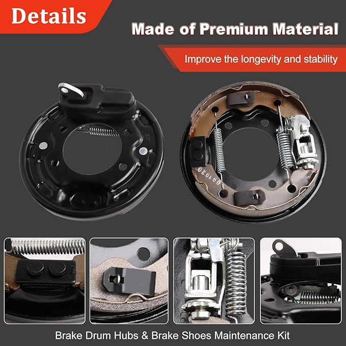 Rear Brake Assembly Kit for Club Car Golf Cart - Fits Precedent/DS (1995-Up) & Tempo (2018-Up), Driver & Passenger Side, Replaces OEM# 101823301,103380202