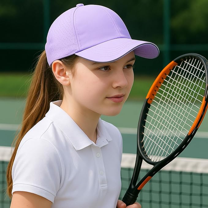 Girls Criss Cross Ponytail Hat Mesh Baseball Cap Kids Quick Dry Ponycap Hats Outdoor Summer Sports Hat Age 7-12