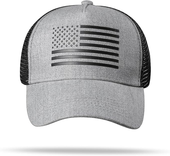 American Flag Trucker Hat - Snapback Hat, Baseball Cap for Men Women - Breathable Mesh Side, Adjustable Fit - for Casual Wear
